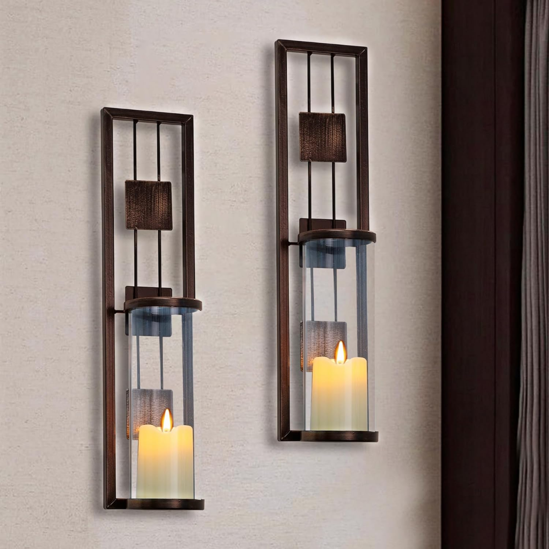 Henrik – Elegant veggmontert telysholder i metall og glass