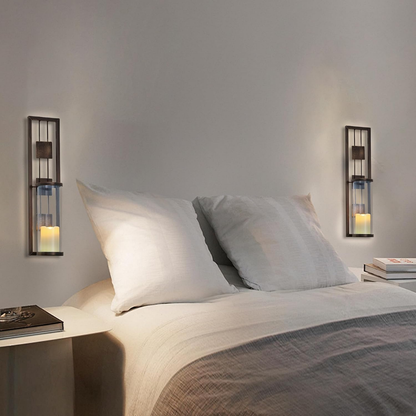 Henrik – Elegant veggmontert telysholder i metall og glass