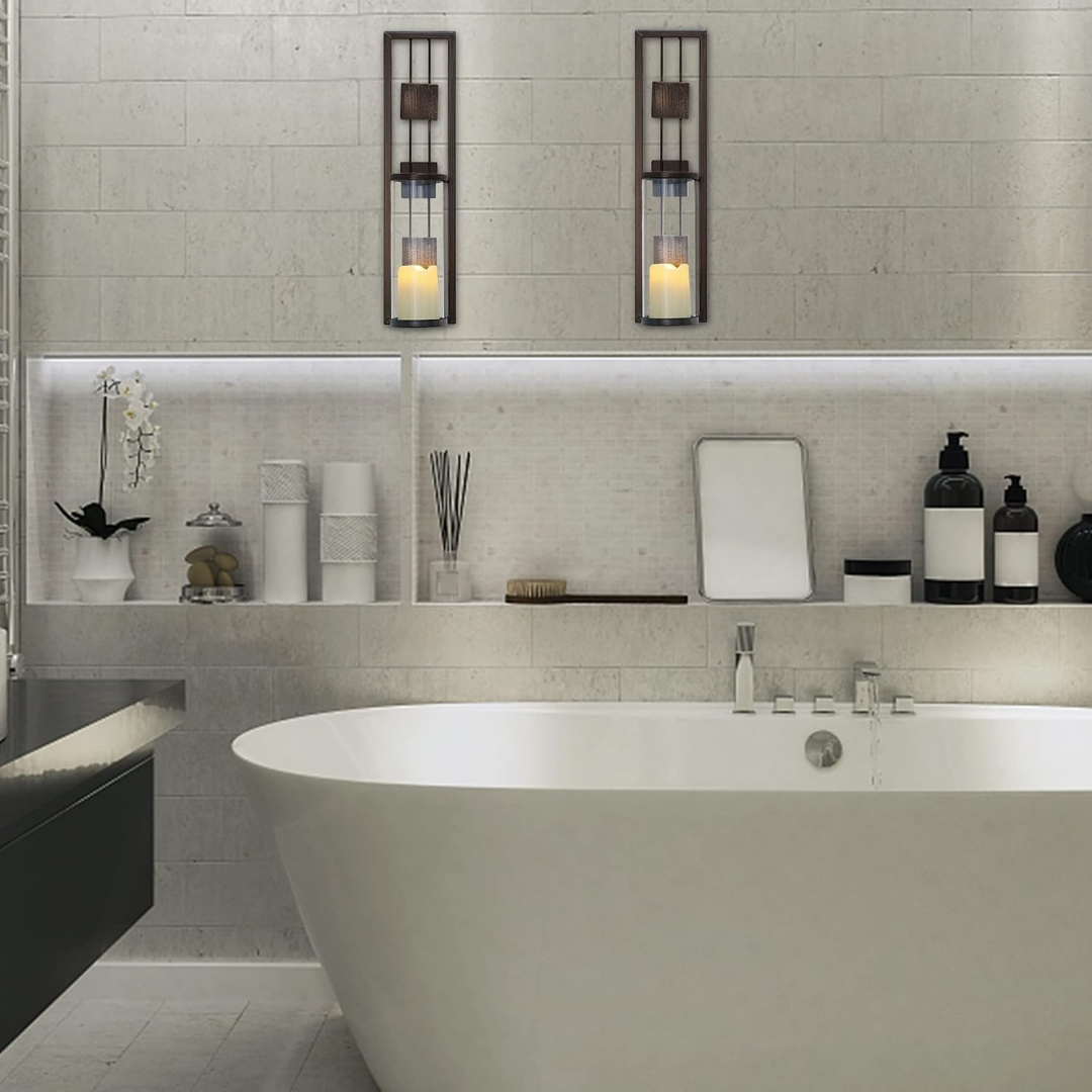 Henrik – Elegant veggmontert telysholder i metall og glass